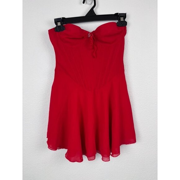 White Fox women's small red push the feeling mini dress corset strapless - Picture 7 of 8